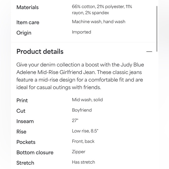 EUC Stitch Fix Judy Blue Adeline Mid Rise Girlfriend Relaxed Fit Jeans - Picture 5 of 14